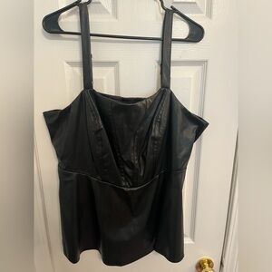 Torrid Black Faux Leather Peplum Top - Adjustable Straps